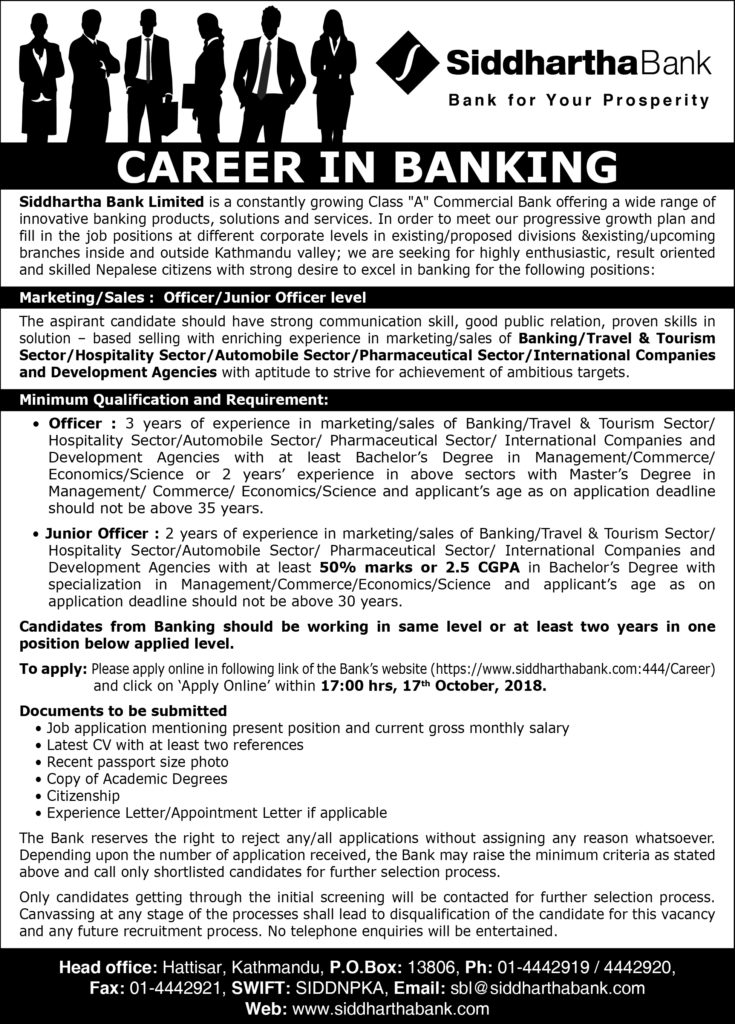 job vacancy siddhartha bank